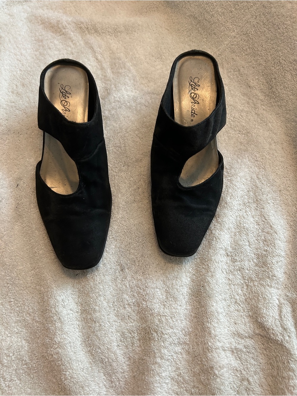 Life Stride Black Suede Cutout Slip-On Mules
